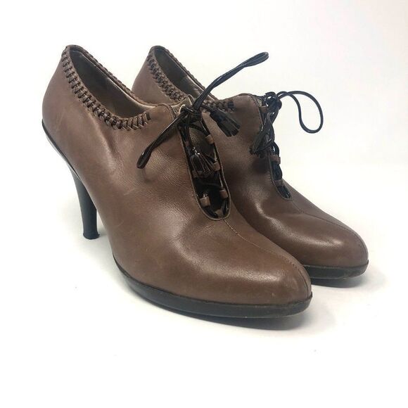 SALVATORE Ferregamo Brown Leather Lace Up Shoe Boots Size 6 C (Narrow) - Picture 4 of 14